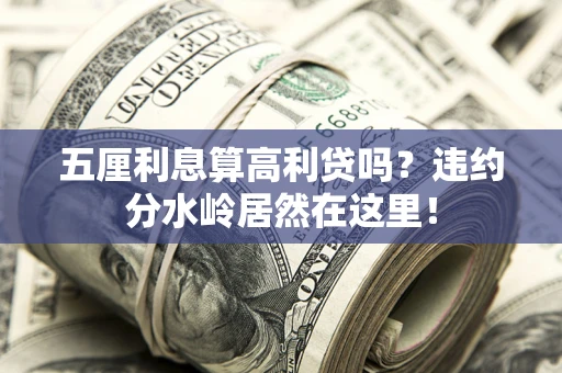 武汉五厘利息算高利贷吗？违约分水岭居然在这里！