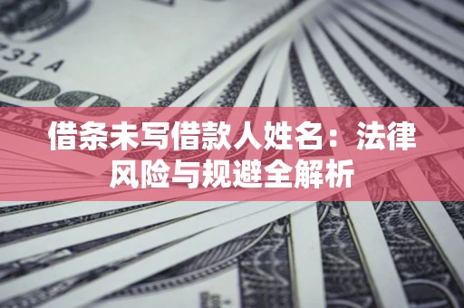 武汉借条未写借款人姓名：法律风险与规避全解析